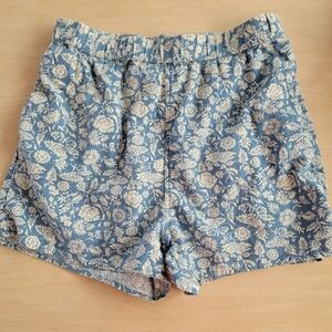 Universal Thread Blue Floral High Waist Linen Blend Shorts Small